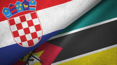 Hırvatistan ve Mozambik iki bayraktekstil kumaş, kumaş doku