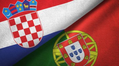 Hırvatistan ve Portekiz iki bayraktekstil kumaş, kumaş doku
