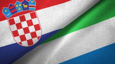 Hırvatistan ve Sierra Leone iki bayraklı tekstil kumaş, kumaş doku