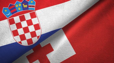Hırvatistan ve Tonga iki bayraklı tekstil kumaş, kumaş doku