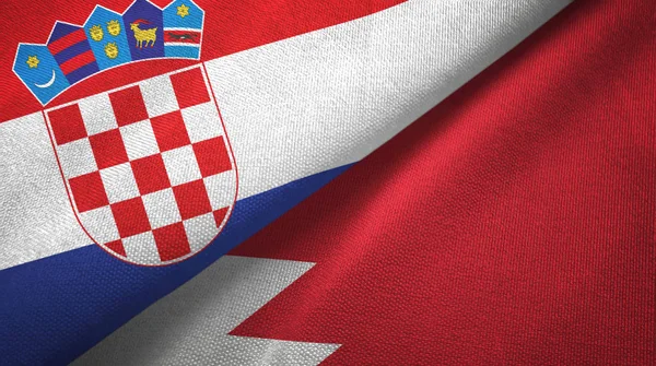 クロアチアとバーレーン2つの旗織物布、生地の質感 — ストック写真
