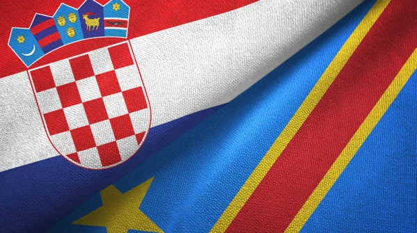 Chorvatsko a Konžská demokratická republika dvě vlajky textilní tkaniny — Stock fotografie