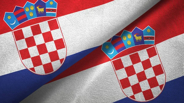 Chorwacja dwie flagi tkanina tekstylna, tekstura tkaniny — Zdjęcie stockowe