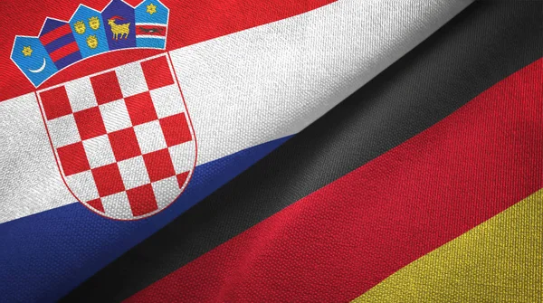 Croatia and Germany two flags textile cloth, fabric texture