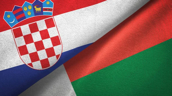 Croatia and Madagascar two flags textile cloth, fabric texture