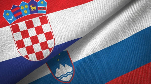 Croatia and Slovenia two flags textile cloth, fabric texture — Stock Photo, Image