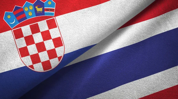 Croatia and Thailand two flags textile cloth, fabric texture