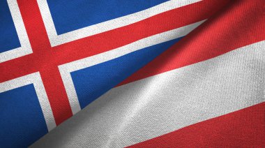 İzlanda ve Avusturya iki bayraktekstil kumaş, kumaş doku 