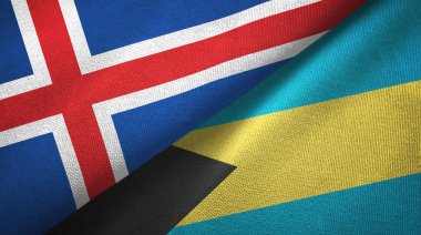 İzlanda ve Bahamalar iki bayrak tekstil kumaş, kumaş doku 