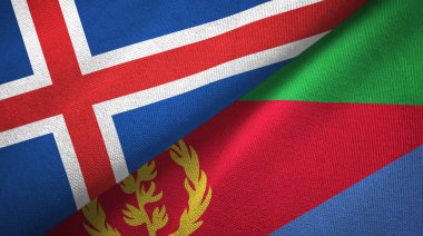 İzlanda ve Eritre iki bayraktekstil kumaş, kumaş doku