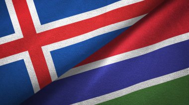 İzlanda ve Gambiya iki bayraktekstil kumaş, kumaş doku