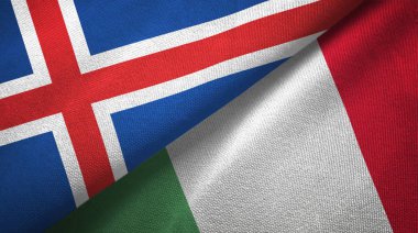 İzlanda ve İtalya iki bayraklar tekstil kumaş, kumaş doku