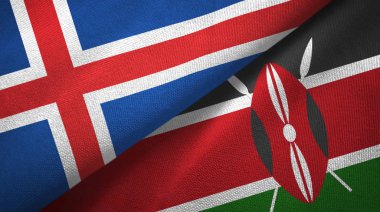 İzlanda ve Kenya iki bayraklar tekstil kumaş, kumaş doku