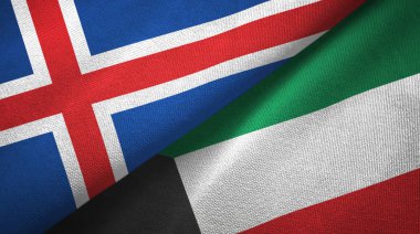 İzlanda ve Kuveyt iki bayraktekstil kumaş, kumaş doku