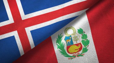 İzlanda ve Peru iki bayraklar tekstil kumaş, kumaş doku