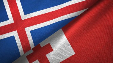 İzlanda ve Tonga iki bayraktekstil kumaş, kumaş doku