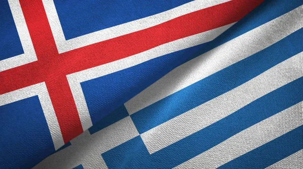 İzlanda ve Yunanistan iki bayraktekstil kumaş, kumaş doku