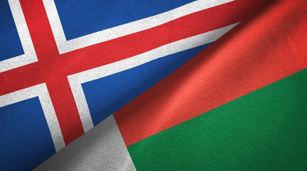 İzlanda ve Madagaskar iki bayraklar tekstil kumaş, kumaş doku