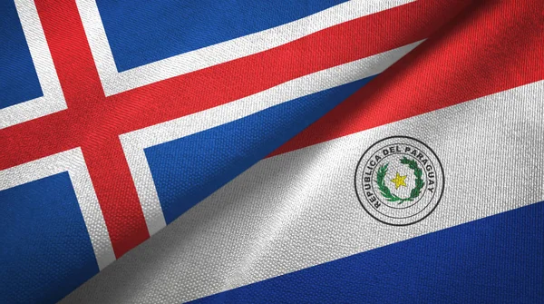 Iceland and Paraguay two flags textile cloth, fabric texture — Stock Photo, Image