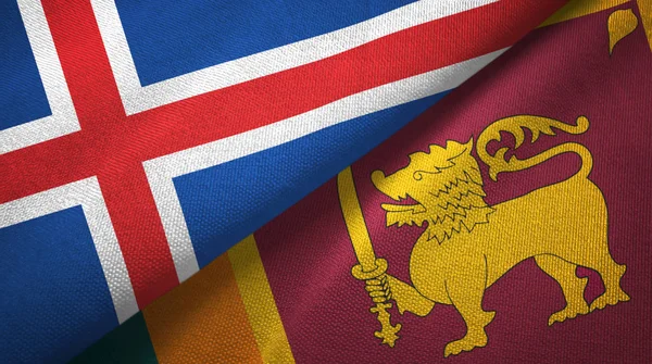 Island och Sri Lanka två flaggor textil tyg, tyg konsistens — Stockfoto