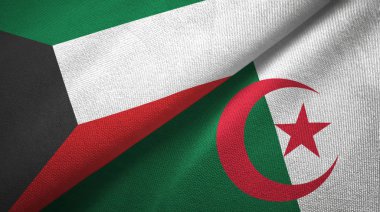 Kuveyt ve Cezayir iki bayraktekstil kumaş, kumaş doku 