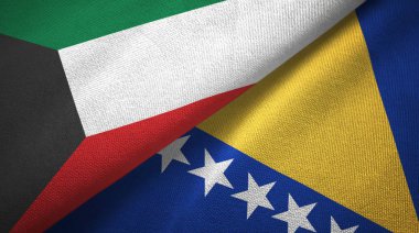 Kuveyt ve Bosna-Hersek iki bayrak tekstil kumaş, kumaş doku 