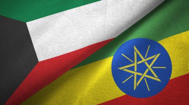 Kuveyt ve Etiyopya iki bayraktekstil kumaş, kumaş doku