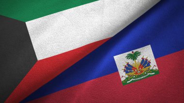 Kuveyt ve Haiti iki bayraklar tekstil kumaş, kumaş doku