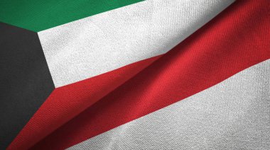 Kuveyt ve Endonezya iki bayraklar tekstil kumaş, kumaş doku