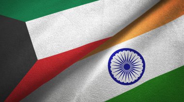 Kuveyt ve Hindistan iki bayraktekstil kumaş, kumaş doku