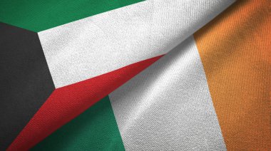 Kuveyt ve İrlanda iki bayraklar tekstil kumaş, kumaş doku