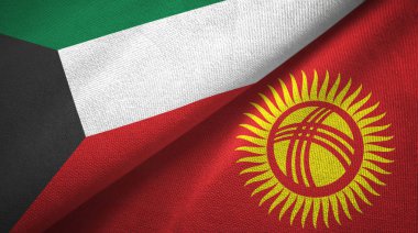 Kuveyt ve Kırgızistan iki bayrak tekstil kumaş, kumaş doku
