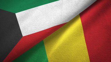 Kuveyt ve Mali iki bayrak tekstil kumaş, kumaş doku