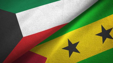 Kuveyt ve Sao Tome ve Principe iki bayraktekstil kumaş, kumaş doku