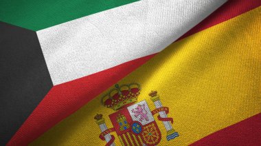 Kuveyt ve İspanya iki bayraklar tekstil kumaş, kumaş doku