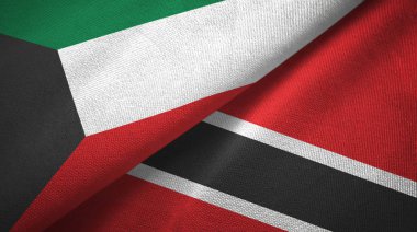 Kuveyt ve Trinidad ve Tobago iki bayraklar tekstil kumaş, kumaş doku