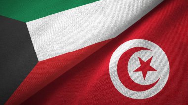 Kuveyt ve Tunus iki bayraktekstil kumaş, kumaş doku