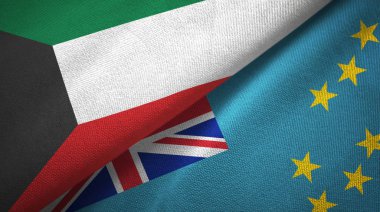 Kuveyt ve Tuvalu iki bayraktekstil kumaş, kumaş doku