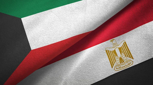 Kuwait and Egypt two flags textile cloth