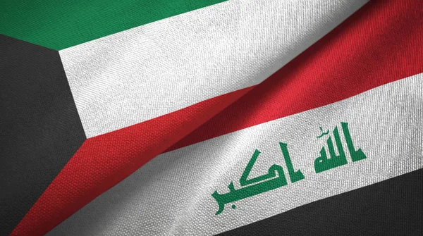 Kuwait und Irak zwei Flaggen Textiltuch — Stockfoto