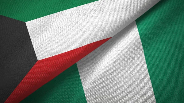 Kuwait and Nigeria two flags textile cloth, fabric texture — Stock Photo, Image
