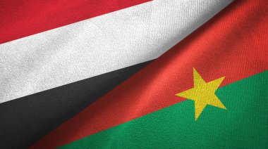 Yemen ve Burkina Faso iki bayraklı kumaş, kumaş dokusu 