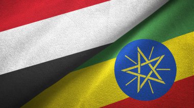 Yemen ve Etiyopya iki bayraklı kumaş, kumaş dokusu