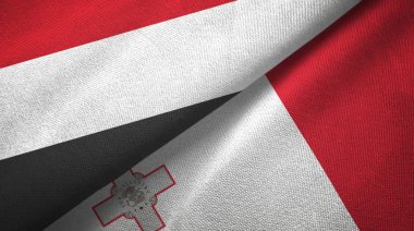 Yemen ve Malta iki bayrak, tekstil kumaş, kumaş dokusu