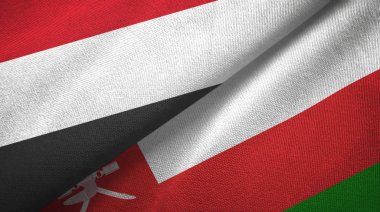 Yemen ve Umman iki bayraklı kumaş, kumaş desenli.