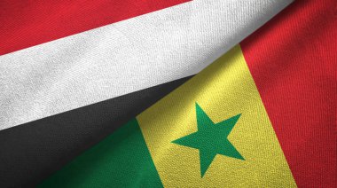 Yemen ve Senegal iki bayrak tekstil kumaşı, kumaş dokusu
