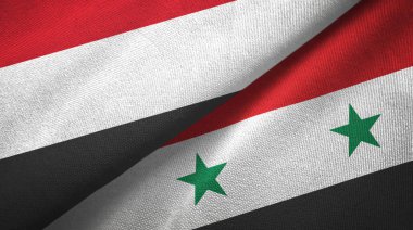 Yemen ve Suriye 'de iki bayrak, tekstil kumaşı, kumaş dokusu