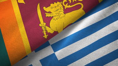 Sri Lanka ve Yunanistan iki bayraktekstil kumaş, kumaş doku