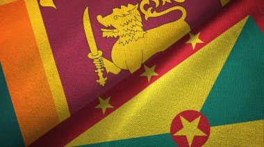Sri Lanka ve Grenada iki bayraklar tekstil kumaş, kumaş doku