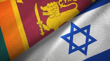 Sri Lanka ve İsrail iki bayrak tekstil kumaş, kumaş doku